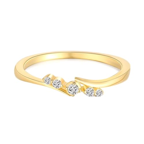 Trauringe 750 Gold, Ehering Damen Weiß Diamant Runden Echter Schmuck 18 Karat Gelbgold Größe 49 (15.6) von Dsnyu