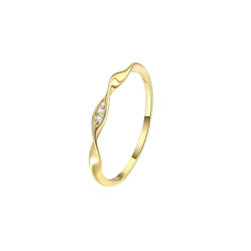Trauringe 750 Gold, Promise Ring Woman Weiß Diamant Geometrisch Echter Schmuck 18 Karat Gelbgold Größe 66 (21.0) von Dsnyu