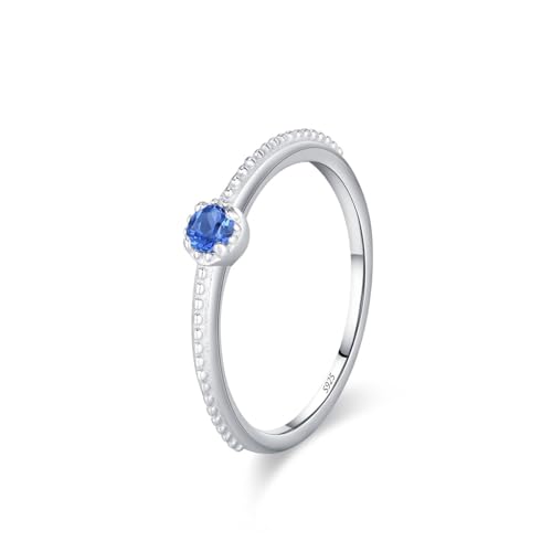 Trauringe Silber, Ehering Damen 925 Sterling Silber Kleiner Blauer Zirkon Schmuck Größe 54 (17.2) von Dsnyu