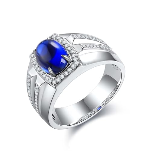 Trauringe Silber, Trauringe Herren Sterlingsilber Bandschmuck mit 2,86 ct Künstlichem Saphir Modeschmuck Größe 50 (15.9) von Dsnyu