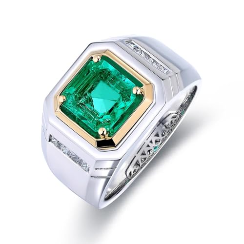 Trauringe Silber, Wedding Ring for Men Sterlingsilber Siegelschmuck mit Künstlichem Smaragd Modeschmuck Größe 50 (15.9) von Dsnyu