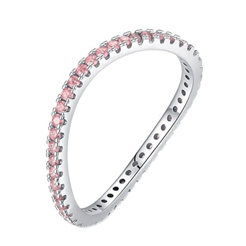 Trauringe Weißgold 585, Ehering 14K Gold Rosa Saphir Runde Form Welle Damen Schmuck Größe 47 (15.0) von Dsnyu