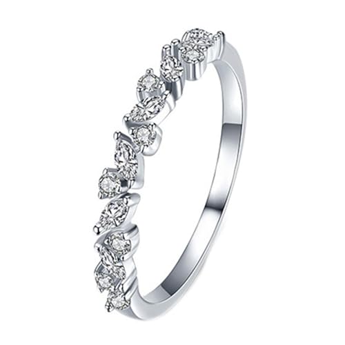 Trauringe Weißgold 585, Eheringe Frau 14K Gold Moissanit Marquise Form Zierliches Blatt Damen Schmuck Größe 47 (15.0) von Dsnyu