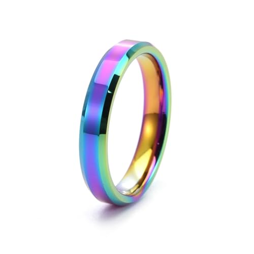 Tungsten Ring Damen, Verlobungsring Bunt Einfach Herren Schmuck 4mm Breit Größe 54 (17.2) Komfort Fit mit Box von Dsnyu