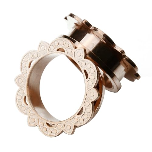 Tunnel Set 20mm, Tunnel Ohr Set Edelstahl Ear Piercing Expander Hohles Blumenmuster Roségold Damen Herren Schmuck 2 Stück von Dsnyu