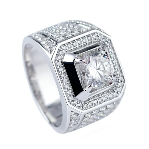 Verlobungsring 585 Gold, Engagement Ring Man Moissanit 3ct Luxus Trauringe 14 Karat Weißgold Größe 66 (21.0) von Dsnyu