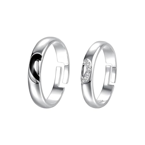 Verlobungsring 925 Silber, Ring Damen mit Stein Von Herz Zu Herz Silber Schmuck Größe Verstellbar von Dsnyu