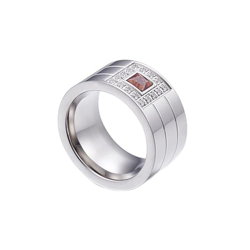 Verlobungsring Damen, Hochzeitsringe Edelstahl Rund und Quadratisch mit Zirkonia Braun Größe 52 (16.6) Herren Schmuck für Geburtstag von Dsnyu