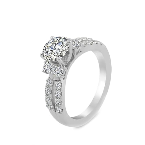 Verlobungsring Damen 18K, Ehering Damen 750 Weißgold mit 4-Zackigem, Rundem Moissanit 2 ct Modeschmuck Größe 54 (17.2) von Dsnyu