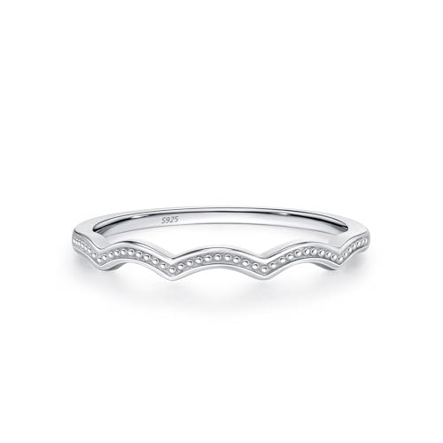 Verlobungsring Damen 925 Sterling Silber, Engagement Ring Wave Schlichter Schmuck Silber Größe 60 (19.1) von Dsnyu