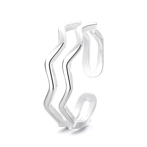 Verlobungsring Damen 925 Sterling Silber, Wedding Ring Hohle Wellen Silber Schmuck Größe Verstellbar von Dsnyu