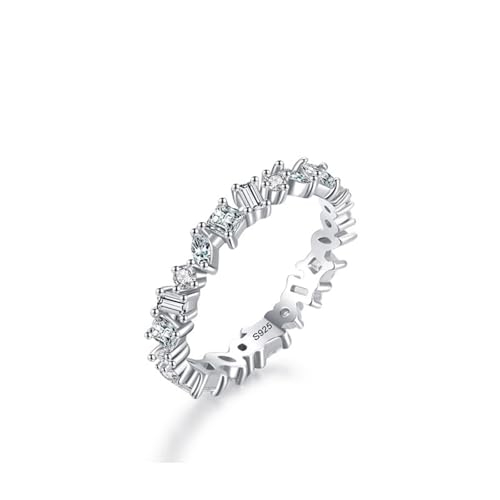 Verlobungsring Damen 925 Sterling Silber, Wedding Ring Unregelmäßige Geometrische Form Zirkonia Runde Form Silber Schmuck Größe 52 (16.6) von Dsnyu