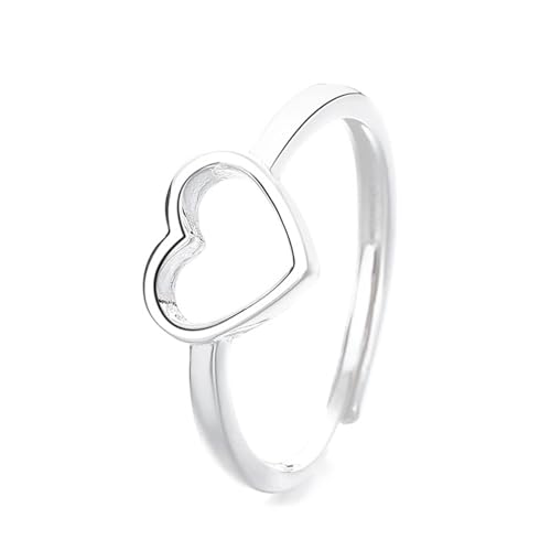 Verlobungsring Damen Herz, Hochzeitsringe 925 Sterling Silber Einstellbar Silber Schmuck Geburtstagsgeschenk von Dsnyu