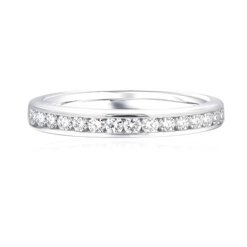 Verlobungsring Damen Weißgold, Ehering Platin Halbe Ewigkeit 2mm Moissanit Modeschmuck Größe 52 (16.6) von Dsnyu