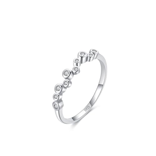 Verlobungsring Damen Zirkonia, 925 Silber Ringe Unregelmäßige Blase Silber Schmuck Größe Verstellbar von Dsnyu