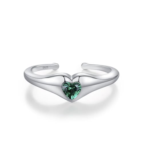 Verlobungsring Damen Zirkonia, Ehering 925 Silber Offener Schmuck mit Liebessteinen Silber Größe 49 (15.6) von Dsnyu