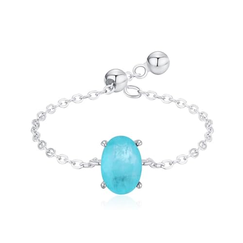 Verlobungsring Damen Zirkonia, Eheringe 925 Sterling Silber Verstellbare Dünne Kette mit Ovalem Solitär Silber Schmuck Größe Verstellbar von Dsnyu