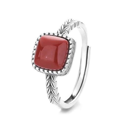 Verlobungsring Damen Zirkonia, Eheringe Vintage 925 Sterling Silber Vintage Verstellbar Silberrot Schmuck von Dsnyu