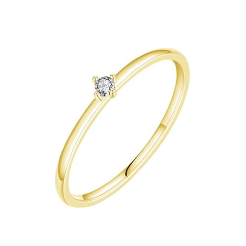 Verlobungsring Gold 375, Eheringe 9K Gelbgold mit Weißem Rundem Moissanit Damen Schmuck Größe 49 (15.6) von Dsnyu