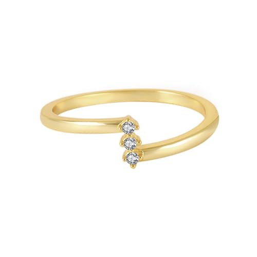 Verlobungsring Gold 375, Eheringe Frauen 9K Gelbgold mit Weißem Rundem Moissanit Damen Schmuck Größe 49 (15.6) von Dsnyu