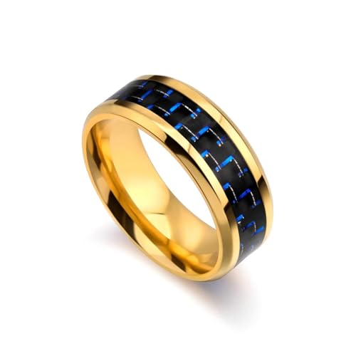 Verlobungsring Titan, Ringe Männer Gold Kohlefaserring Damen Schmuck Größe 57 (18.1) Cool Jahrestag Geschenk von Dsnyu