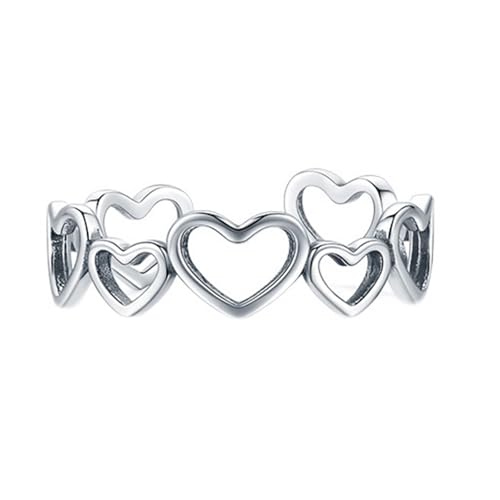 Verlobungsring Weißgold, Eheringe 9K Gold Unregelmäßiger Hohler Herz-Schmuck Offen Verstellbar für Damen Größe 53 (16.9) von Dsnyu