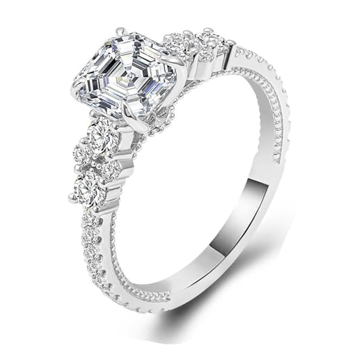 Verlobungsring Weißgold 585, Ring Damen Verlobung 14K Gold Quadrat Moissanit Geburtstagsgeschenk Größe 52 (16.6) von Dsnyu