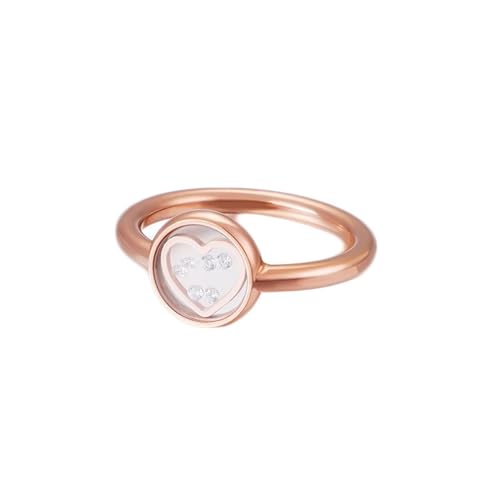 Verlobungsring Zirkonia, Promise Ring Rosegold Edelstahl Rund und Herz mit Stein Größe 57 (18.1) Damen Schmuck Komfort Fit von Dsnyu