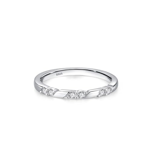 Verlobungsringe Silber, Ring Damen Modeschmuck 925 Sterling Silber Geometrisch Zirkonia Runde Form Schmuck Größe 54 (17.2) von Dsnyu