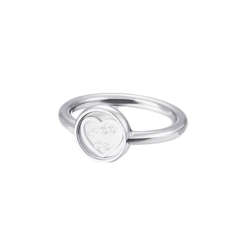 Verlobungsringe Silber, Ring mit Stein Vintage Edelstahl Rund und Herzförmig mit Zirkonia Größe 60 (19.1) Damen Schmuck Jahrestag Geschenk von Dsnyu