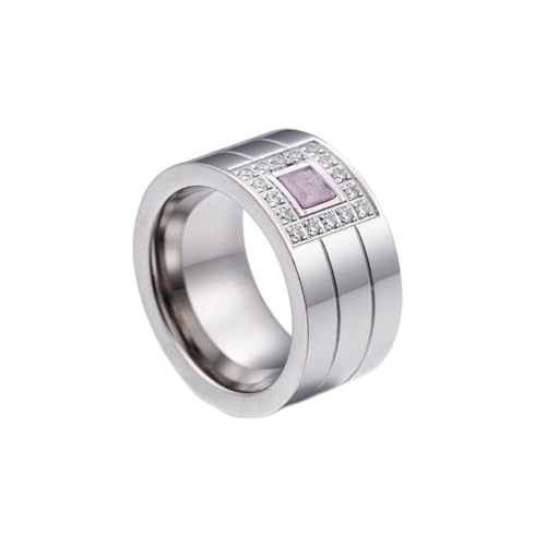 Vintage Ringe Edelstahl, Verlobungsring Rund und Quadratisch mit Zirkonia Rosa Größe 57 (18.1) Damen Herren Schmuck Komfort Fit von Dsnyu