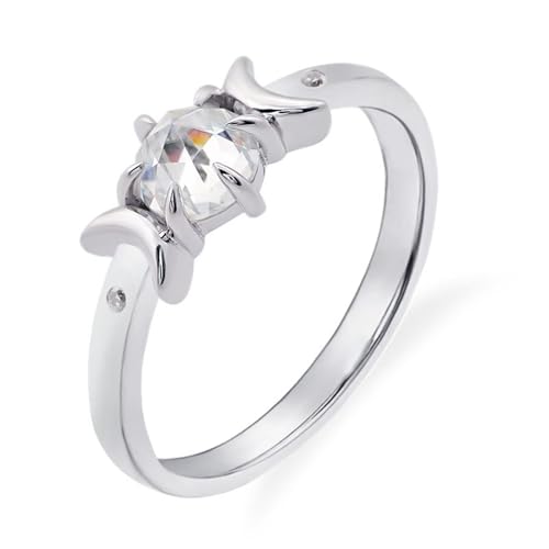 Wedding Ring Damen, Eternity Ring Weiß Moissanit Mond Silber Verlobungsring Platin Pt950 Größe 62 (19.7) von Dsnyu