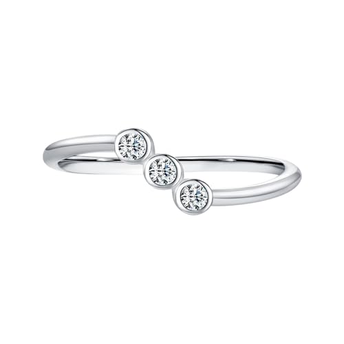Wedding Ring Damen, Hochzeitsringe Frauen 9K Weißgold mit Weißem Rundem Moissanit Geschenk für Geburtstag Größe 62 (19.7) von Dsnyu