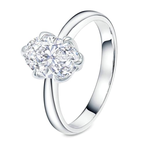 Wedding Ring Damen, Verlobungsring Moissanit 6 Klauen Weißgold Trauringe Platin Größe 47 (15.0) von Dsnyu