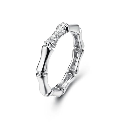 Wedding Ring White Gold, Ring Damen Verlobung Moissanit Bambusgelenk Hochzeitsringe 9 Karat Weißgold Größe 56 (17.8) von Dsnyu