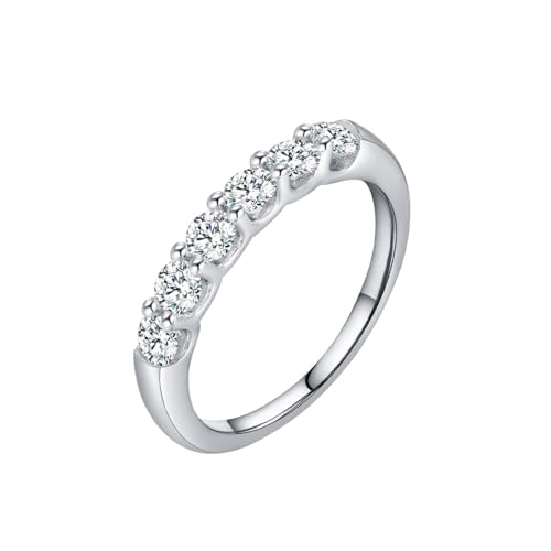 Weißgold Ring 585, Damen Ring Vintage 14K Gold mit Weißem Rundem Moissanit Geschenk für Geburtstag Größe 61 (19.4) von Dsnyu