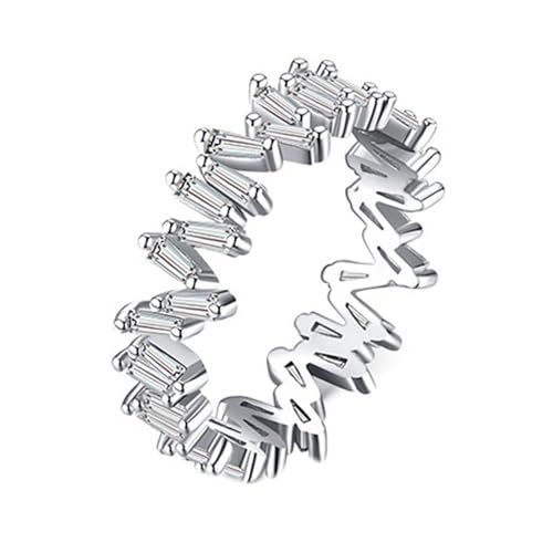 Weißgold Ring 585, Eheringe Damen 14K Gold Moissanit Trapezform Irregulär Schmuck Größe 47 (15.0) von Dsnyu