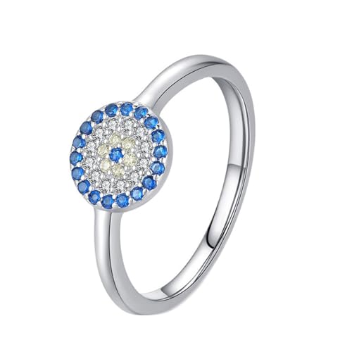 Weißgold Ring Damen 585 Echtgold, Ehering 14K Gold Im Labor Hergestellter Saphir Runde Form Elegant Schmuck Größe 47 (15.0) von Dsnyu