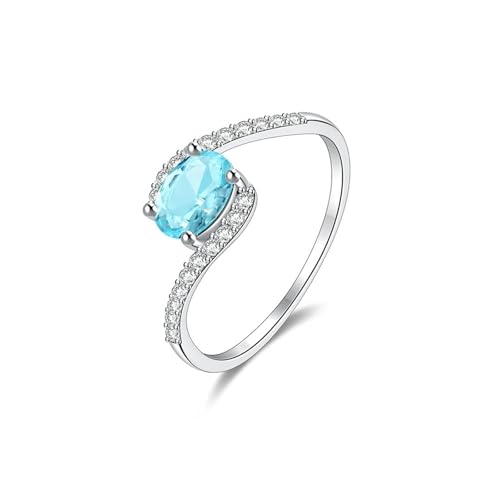 Weißgold Ring Hochzeit, Engagement Ring for Women 9K Gold Apatit Oval Damen Schmuck Größe 57 (18.1) von Dsnyu
