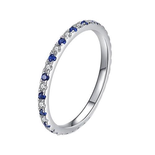 Weißgold Ring Hochzeit, Promise Ring for Her 9K Gold Saphir Runde Form 1,63 mm Zierlich Stapelbar Dünn Damen Schmuck Größe 53 (16.9) von Dsnyu
