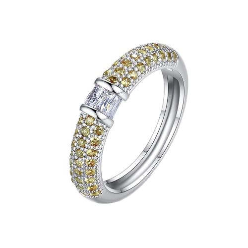 Zirkonia Ring Damen, Wedding Ring Bands Rund mit Stein Hellgelb Schmuck Geburtstag Geschenk Größe 52 (16.6) von Dsnyu