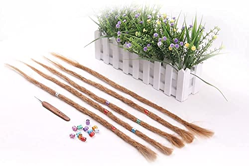 100% Echthaar Dreadlock Extensions 20 Zoll 5 Stränge/Pack Handgemachte Crochet Dreadlocks Extension Für Frauen/Männer Dreadlocks Haar (Hellbraune Farbe) von Dsoar