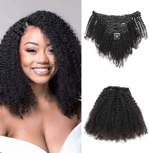 20 Zoll Kinky Curly Human Hair Clip in Extensions 8Pcs/Set Afro Kinky Curly Double Wefts für Schwarze Frauen Natürliche Farbe 120 Gramm/Set von Dsoar