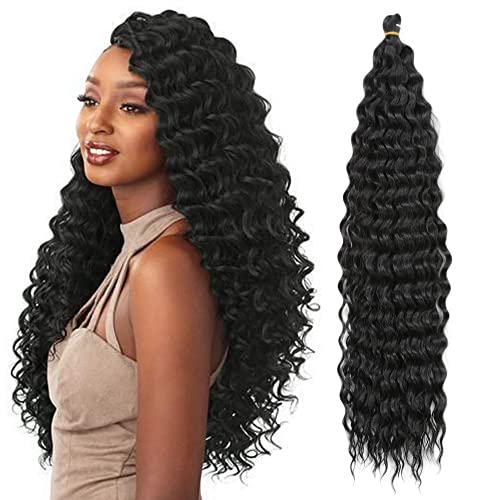22 Zoll 3 Packs Tief Twist Crochet Hair Ocean Wave Curly Bohemian Crochet Braids Deep Wave Hair Bundles Synthetische Haarverlängerungen für Frauen Mädchen von Dsoar