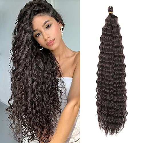 22 Zoll 3 Packs Tief Twist Crochet Hair Ocean Wave Curly Bohemian Crochet Braids Deep Wave Hair Bundles Synthetische Haarverlängerungen für Frauen Mädchen von Dsoar