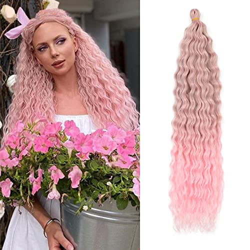 22 Zoll 3 Packs Tief Twist Crochet Hair Ocean Wave Curly Bohemian Crochet Braids Deep Wave Hair Bundles Synthetische Haarverlängerungen für Frauen Mädchen von Dsoar