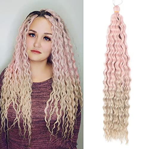 22 Zoll 3 Packs Tief Twist Crochet Hair Ocean Wave Curly Bohemian Crochet Braids Deep Wave Hair Bundles Synthetische Haarverlängerungen für Frauen Mädchen von Dsoar