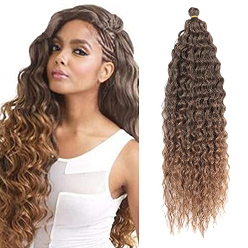 22 Zoll 3 Packs Tief Twist Crochet Hair Ocean Wave Curly Bohemian Crochet Braids Deep Wave Hair Bundles Synthetische Haarverlängerungen für Frauen Mädchen von Dsoar