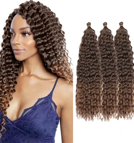 22 Zoll 3 Packs Tief Twist Crochet Hair Ocean Wave Curly Bohemian Crochet Braids Deep Wave Hair Bundles Synthetische Haarverlängerungen für Frauen Mädchen von Dsoar