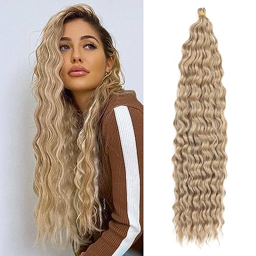 Dsoar 22 Zoll 3 Packs Tief Twist Crochet Hair Ocean Wave Curly Bohemian Crochet Braids Deep Wave Hair Bundles Synthetische Haarverlängerungen für Frauen Mädchen von Dsoar